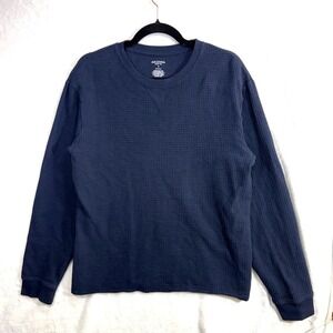 Arizona Jean S Waffle Knit Thermal Baselayer Navy Blue Long Sleeve Shirt Lounge